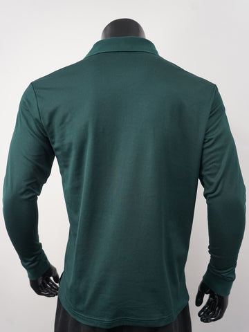 Plain Colour Poly Face Cotton Backing L/S Polo detail