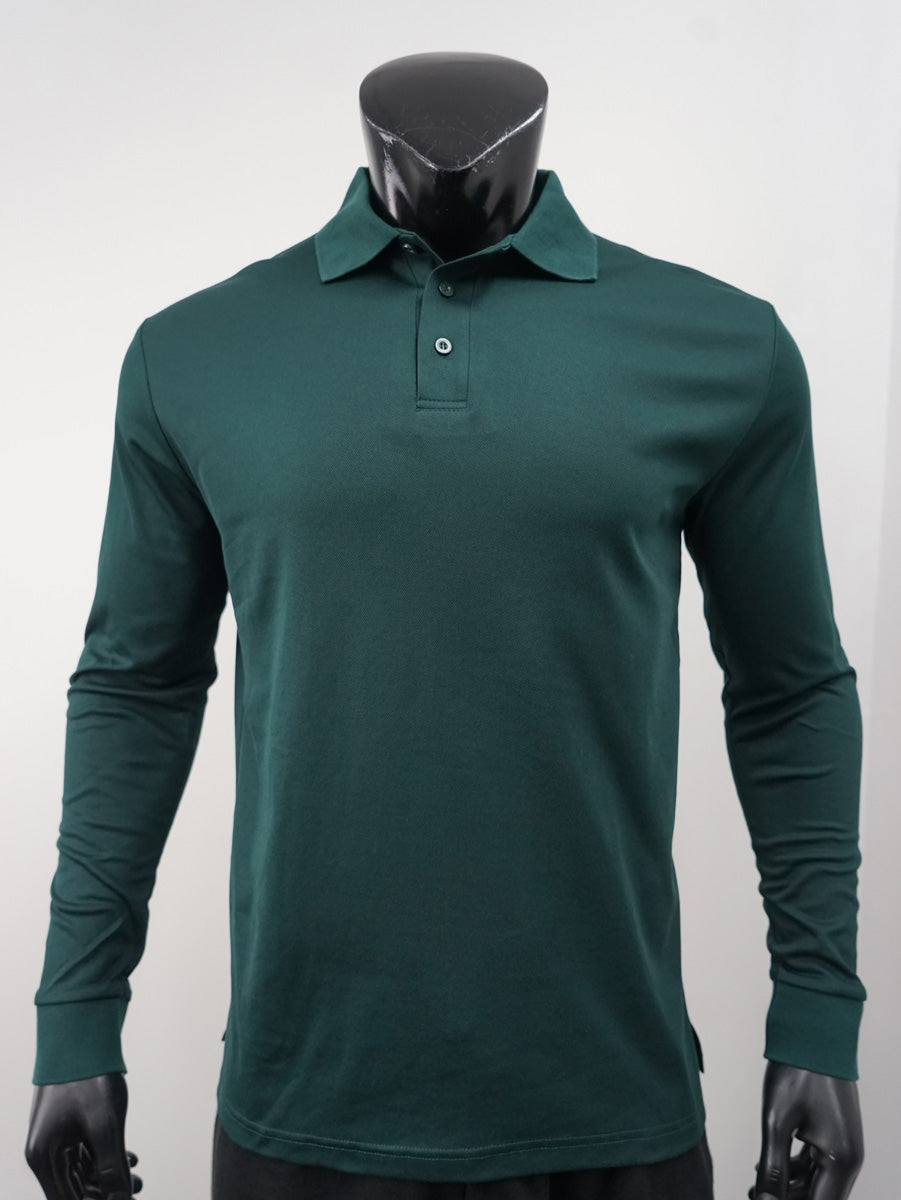 Plain Colour Poly Face Cotton Backing L/S Polo detail