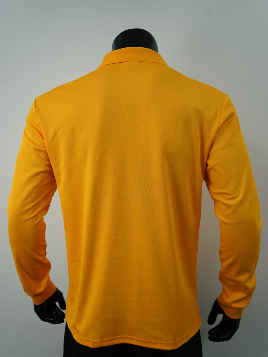 Plain Colour Poly Face Cotton Backing L/S Polo detail