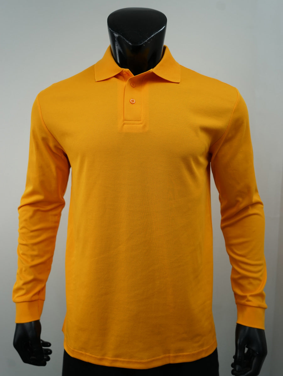 Plain Colour Poly Face Cotton Backing L/S Polo detail