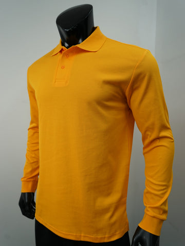 Plain Colour Poly Face Cotton Backing L/S Polo detail