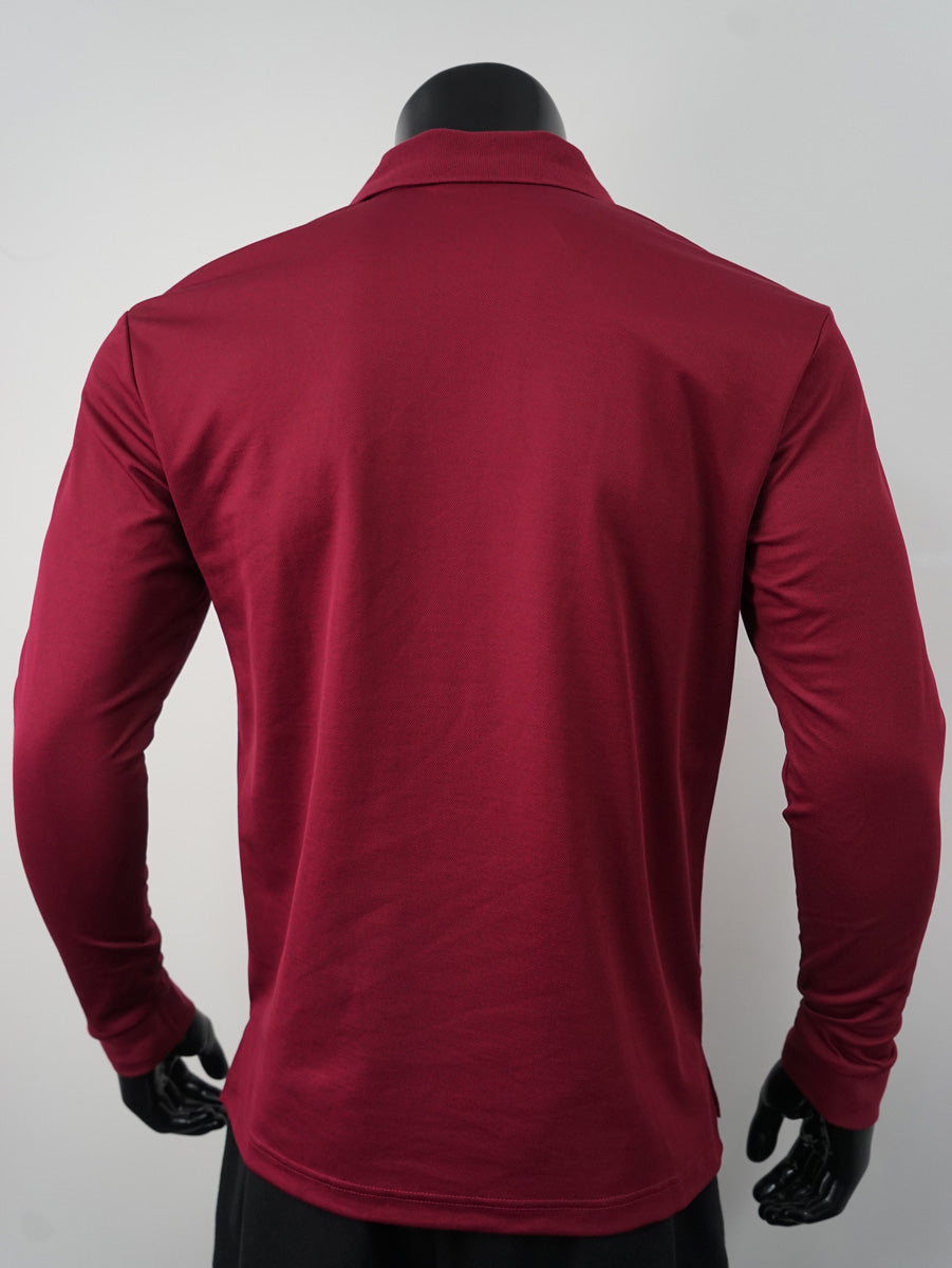 Plain Colour Poly Face Cotton Backing L/S Polo detail