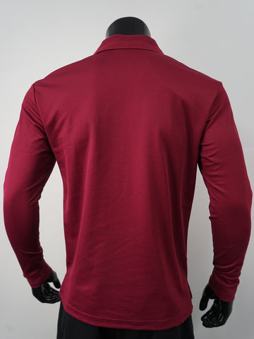 Plain Colour Poly Face Cotton Backing L/S Polo detail