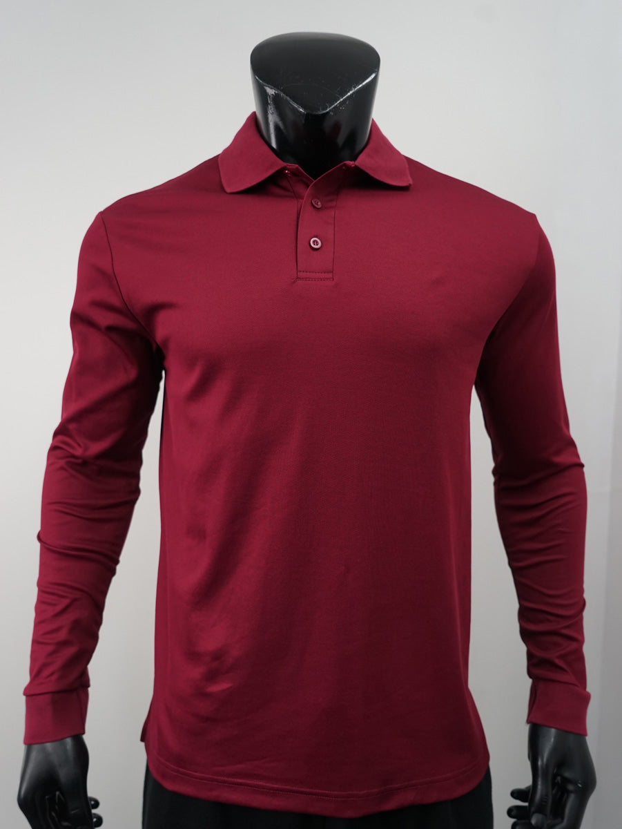 Plain Colour Poly Face Cotton Backing L/S Polo detail