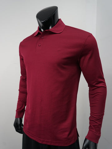 Plain Colour Poly Face Cotton Backing L/S Polo detail