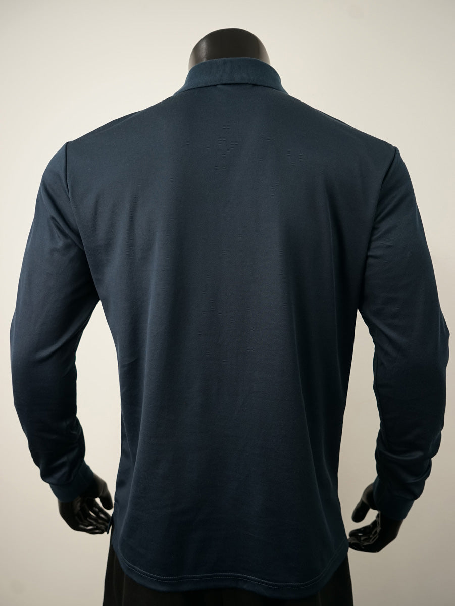 Plain Colour Poly Face Cotton Backing L/S Polo detail