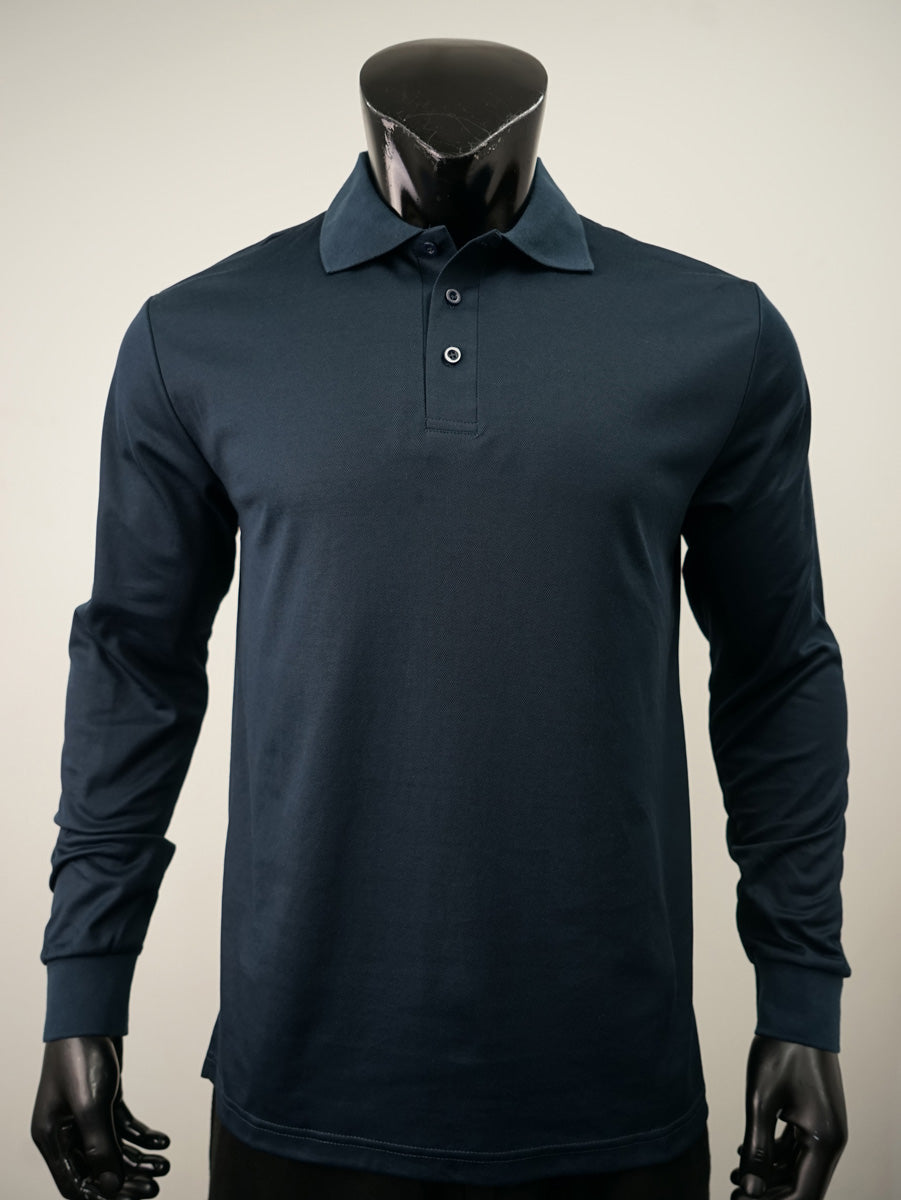 Plain Colour Poly Face Cotton Backing L/S Polo detail