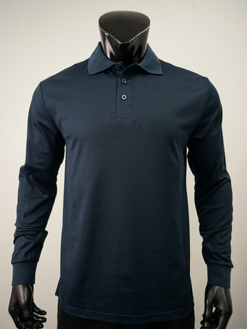 Plain Colour Poly Face Cotton Backing L/S Polo detail