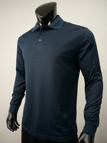 Plain Colour Poly Face Cotton Backing L/S Polo detail