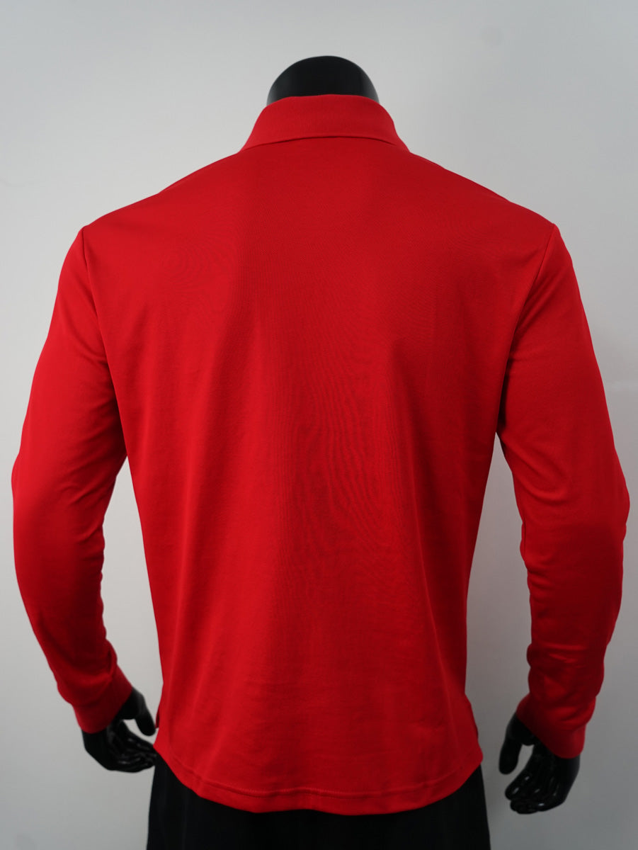 Plain Colour Poly Face Cotton Backing L/S Polo detail