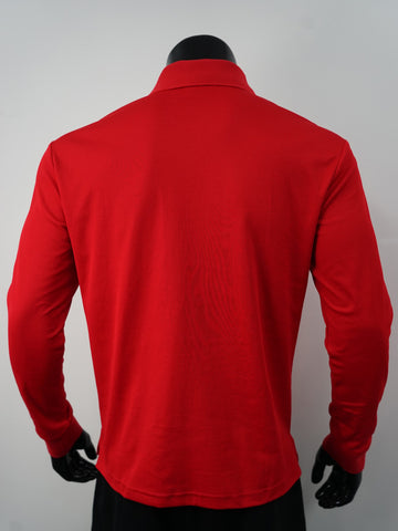 Plain Colour Poly Face Cotton Backing L/S Polo detail