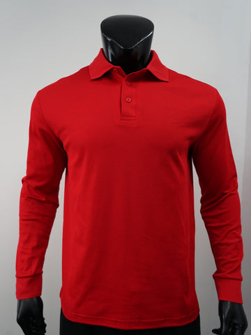 Plain Colour Poly Face Cotton Backing L/S Polo detail