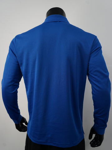 Plain Colour Poly Face Cotton Backing L/S Polo detail