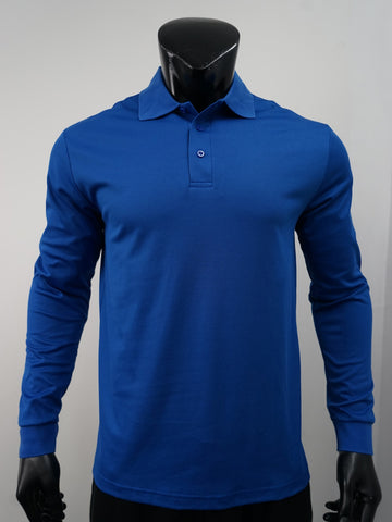 Plain Colour Poly Face Cotton Backing L/S Polo detail