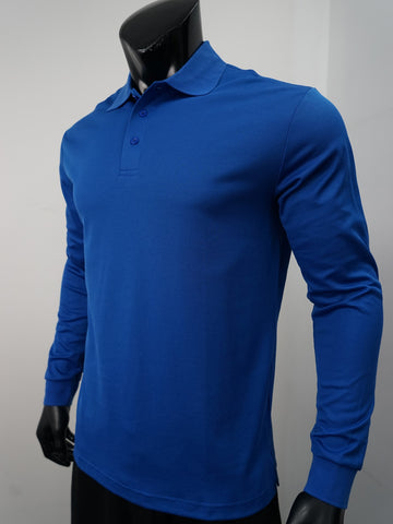 Plain Colour Poly Face Cotton Backing L/S Polo detail