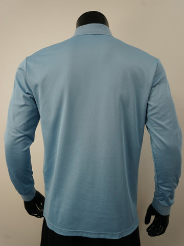 Plain Colour Poly Face Cotton Backing L/S Polo detail