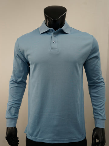 Plain Colour Poly Face Cotton Backing L/S Polo detail