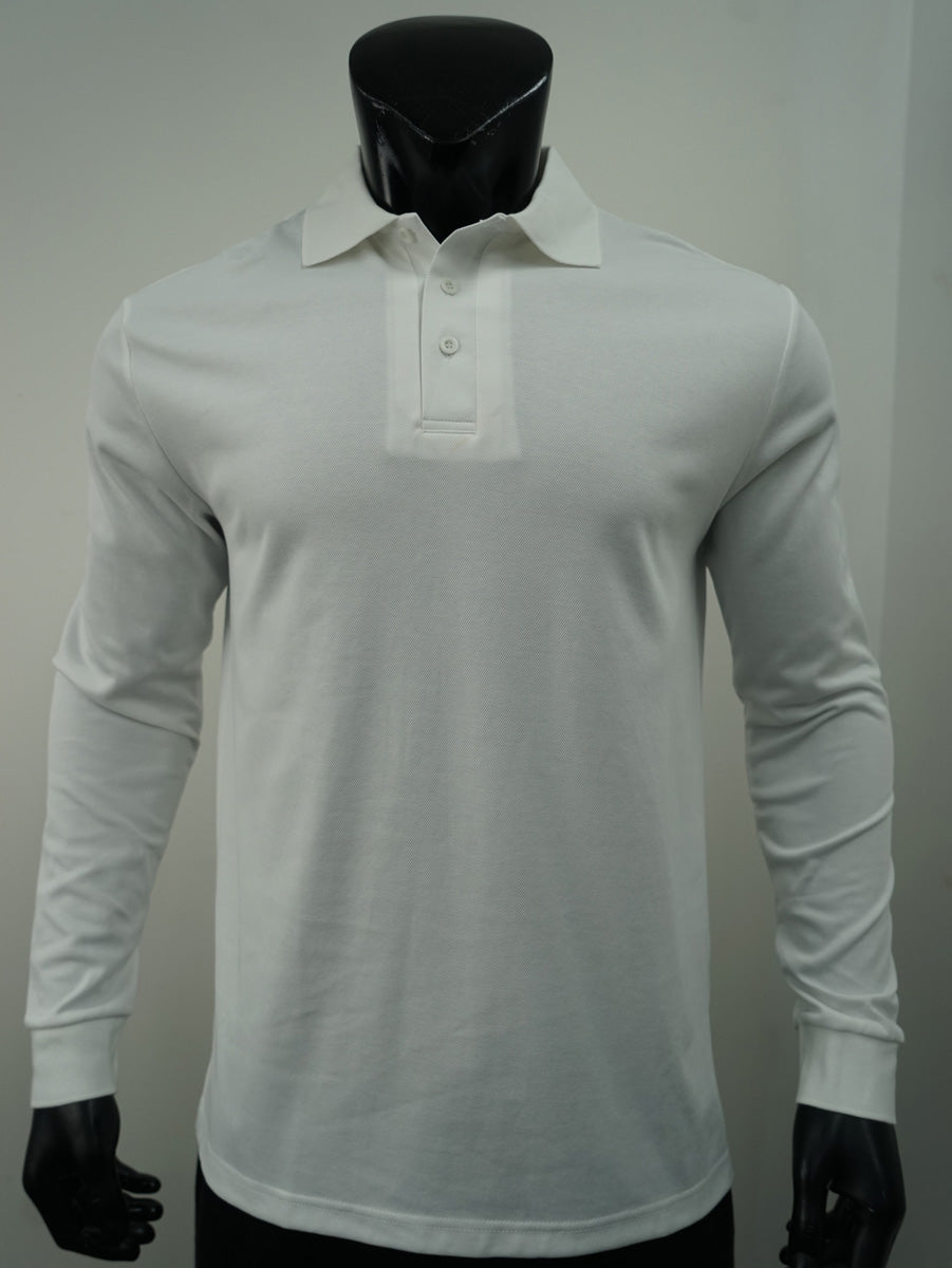 Plain Colour Poly Face Cotton Backing L/S Polo detail