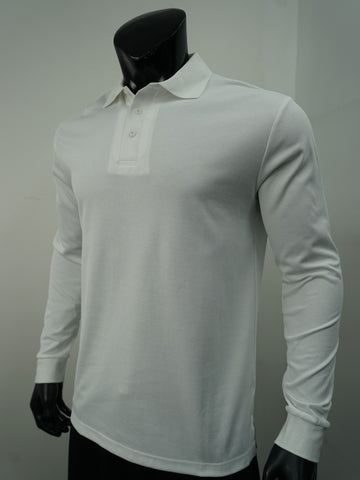 Plain Colour Poly Face Cotton Backing L/S Polo detail