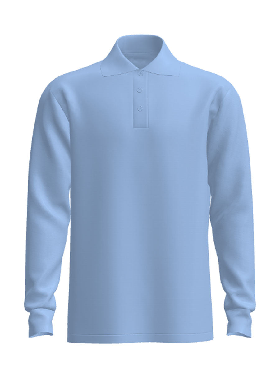 Kids Plain Colour Poly Face Cotton Backing L/S Polo detail