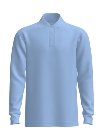 Kids Plain Colour Poly Face Cotton Backing L/S Polo detail