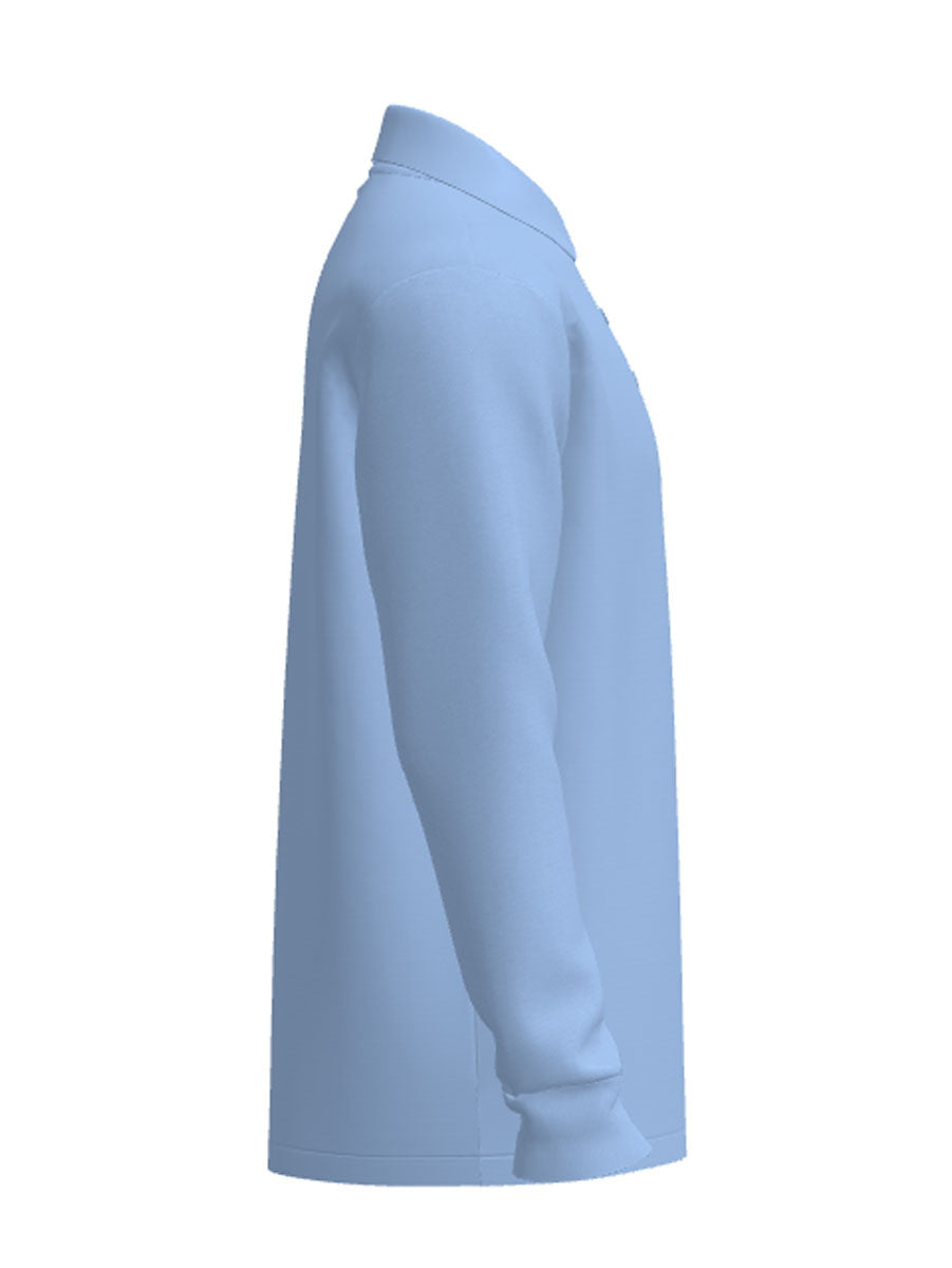 Kids Plain Colour Poly Face Cotton Backing L/S Polo detail