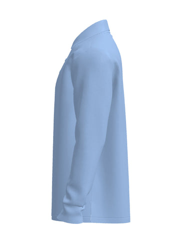 Kids Plain Colour Poly Face Cotton Backing L/S Polo detail
