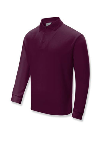 Unisex Adults Sun Smart Long Sleeve Polo in Burgundy