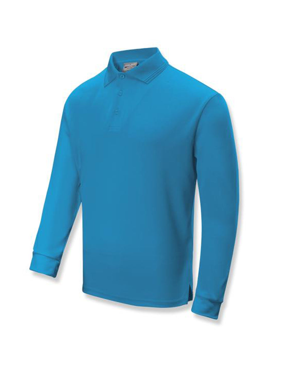 Unisex Adults Sun Smart Long Sleeve Polo in Cyan