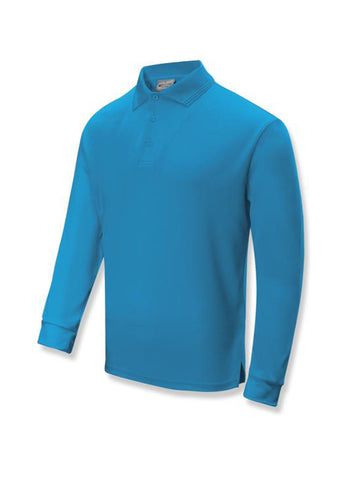 Unisex Adults Sun Smart Long Sleeve Polo in Cyan