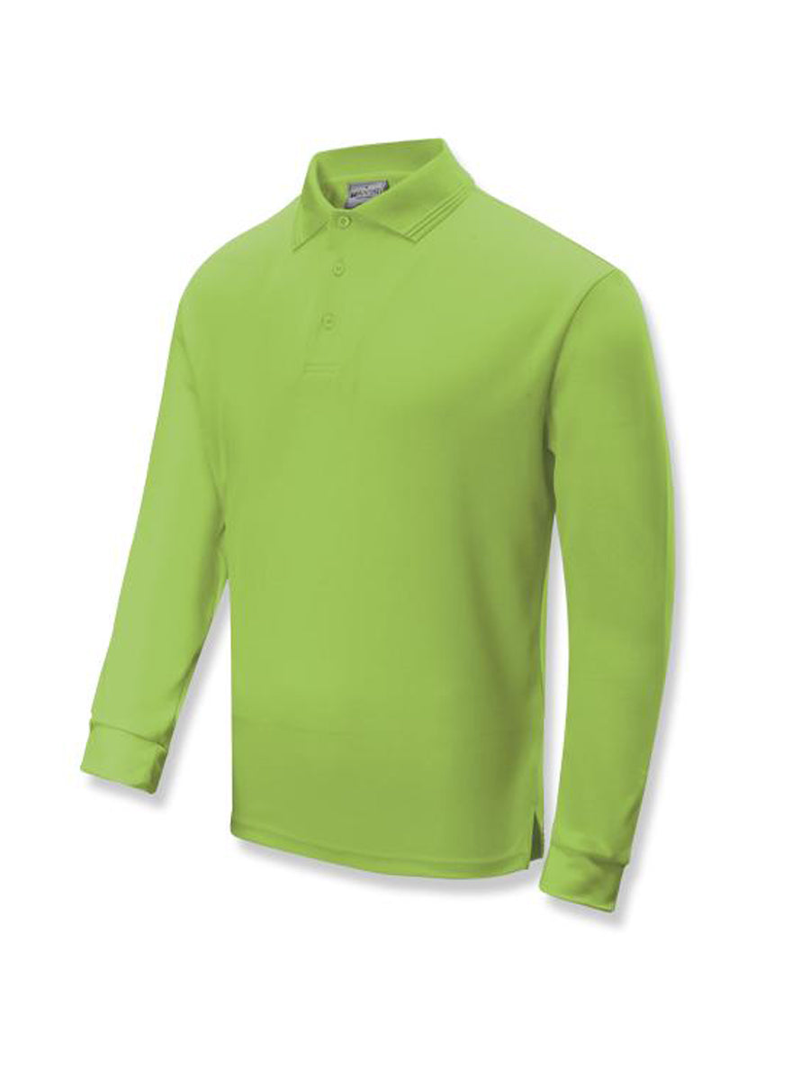 Unisex Adults Sun Smart Long Sleeve Polo in Lime
