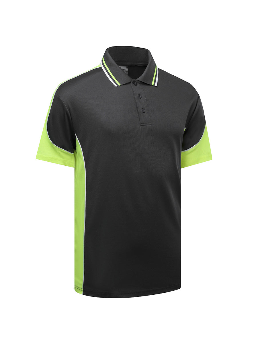 Kids Vertex Polo in Black/Yellow/White