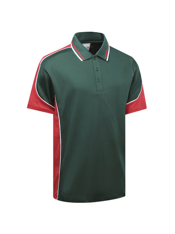 Kids Vertex Polo in Bottle Green/Red