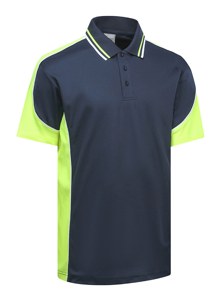 Kids Vertex Polo in Navy/Fluoro Yellow