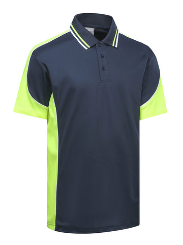 Kids Vertex Polo in Navy/Fluoro Yellow