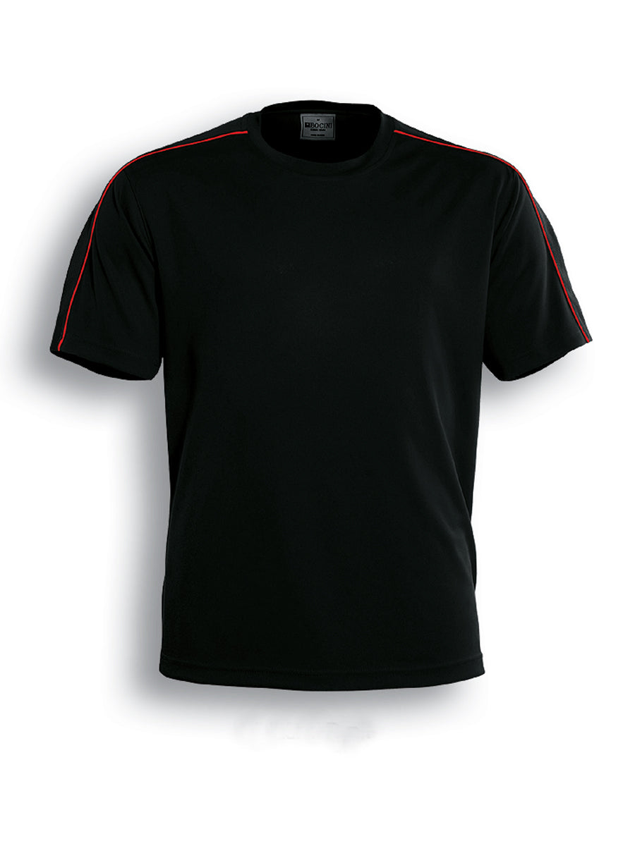 Unisex Adults Round Neck Breezeway Tee Shirt in Black/Red
