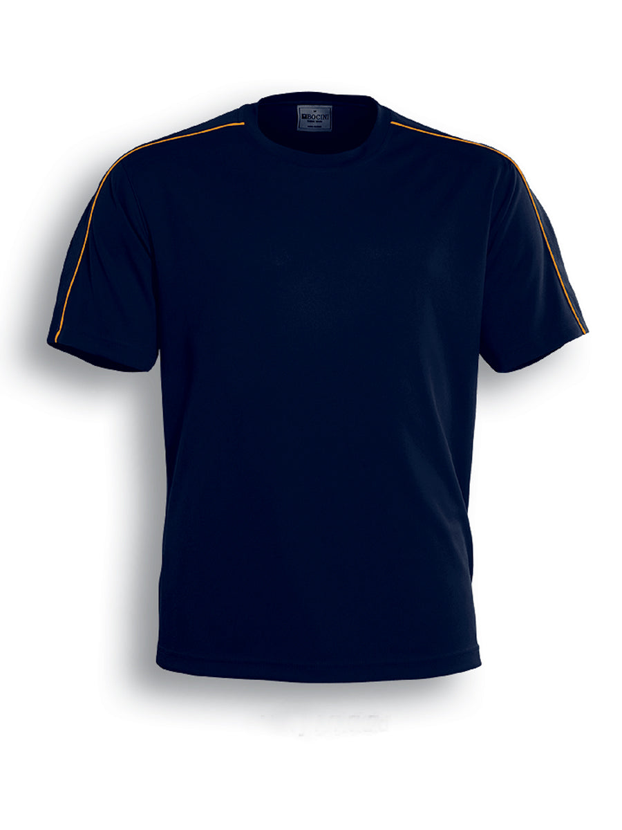 Unisex Adults Round Neck Breezeway Tee Shirt in Navy/Gold