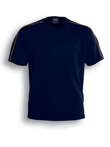 Unisex Adults Round Neck Breezeway Tee Shirt in Navy/Gold