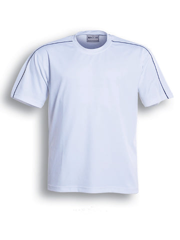 Unisex Adults Round Neck Breezeway Tee Shirt in White/Navy