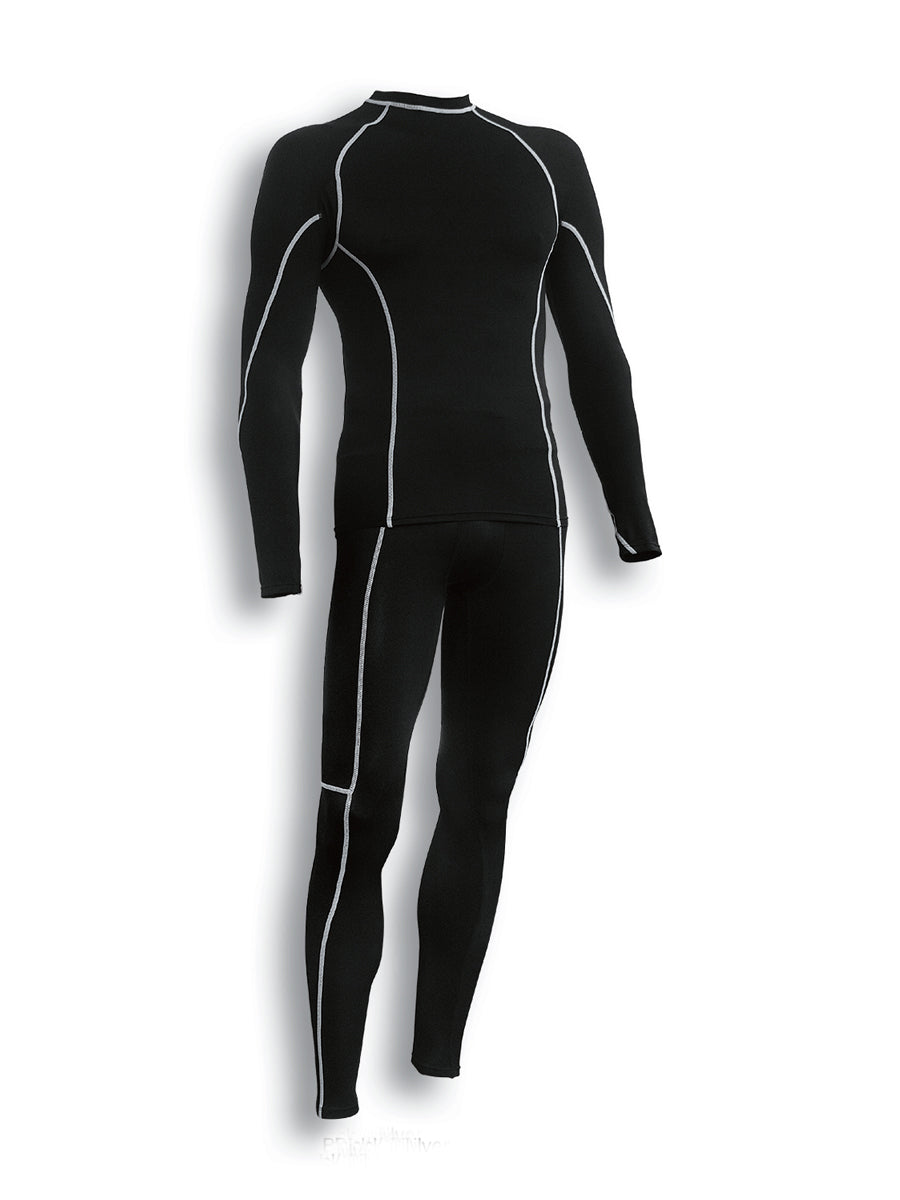 Performance Wear -Mens L/S Performance Top in Black/Silver