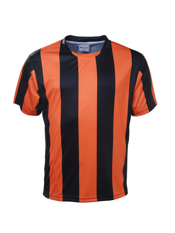 Kids Sublimated Striped Football Jersey in Black/Orange