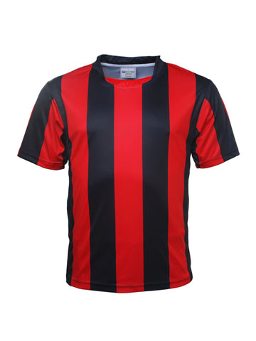Kids Sublimated Striped Football Jersey in Black/Red