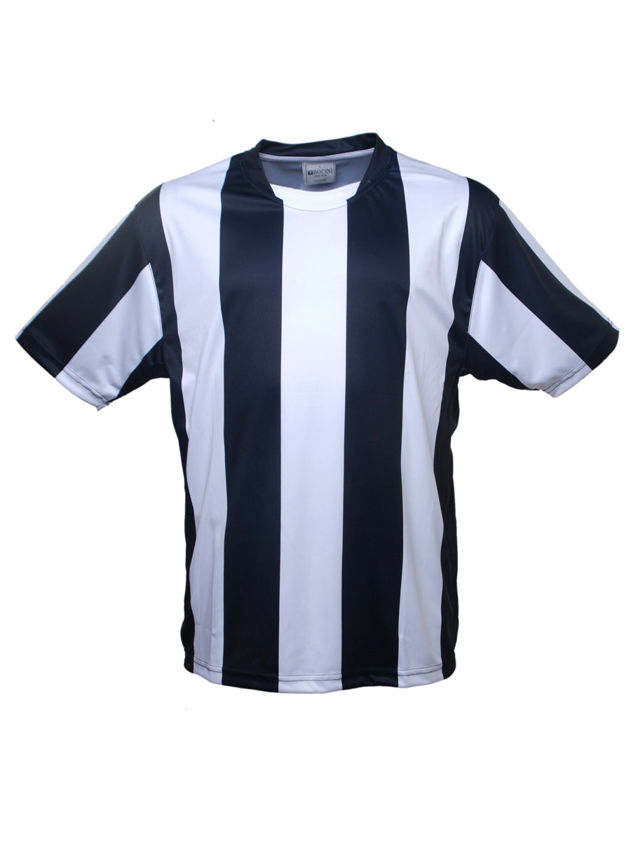 Kids Sublimated Striped Football Jersey in Black/White