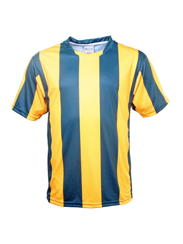 Kids Sublimated Striped Football Jersey in Bottle Green/Gold