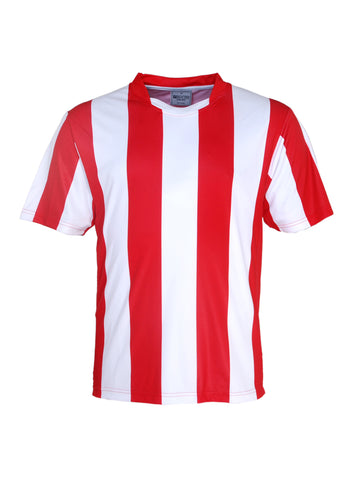 Kids Sublimated Striped Football Jersey in Red/White