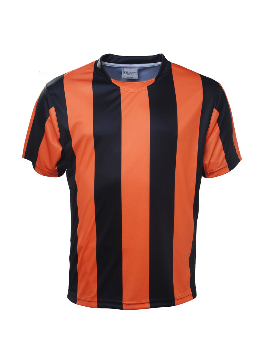Unisex Adults Sublimated Striped Football Jersey in Black/Orange