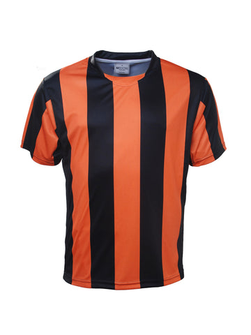 Unisex Adults Sublimated Striped Football Jersey in Black/Orange