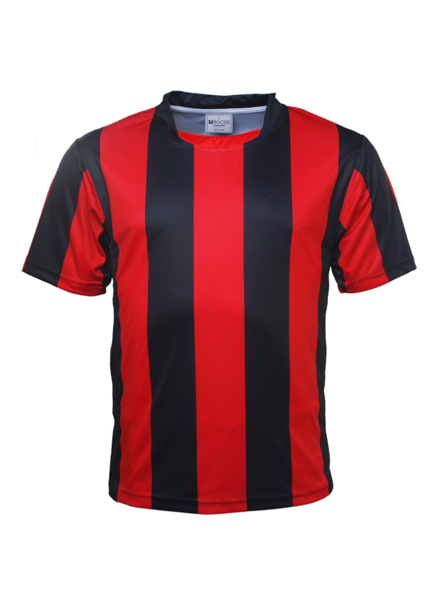 Unisex Adults Sublimated Striped Football Jersey in Black/Red