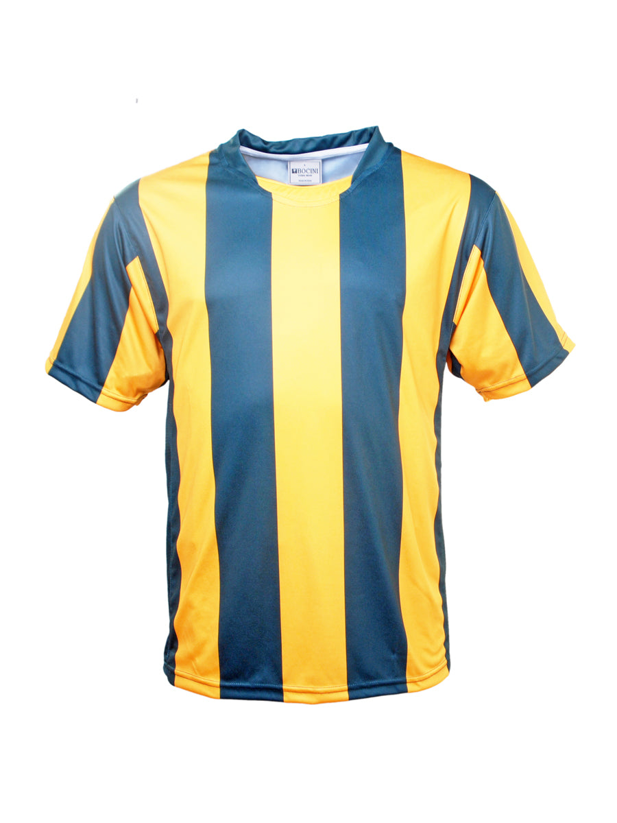 Unisex Adults Sublimated Striped Football Jersey in Bottle Green/Gold