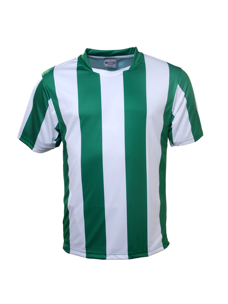 Unisex Adults Sublimated Striped Football Jersey in Emerald Green/White